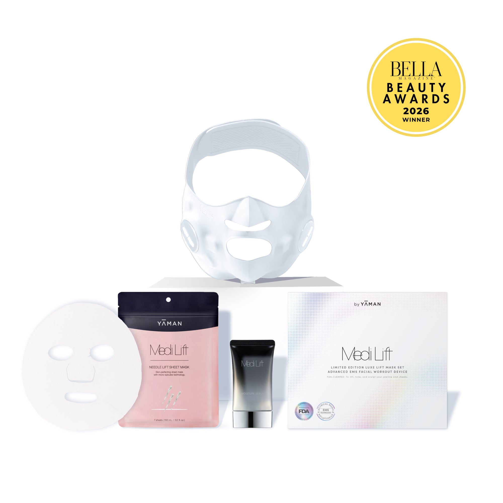 期間値下げ: YA-MAN EMS セット Medi Lift 顔用+ 目元用 Medi Lift Essential Mask FDA-Cleared Device
