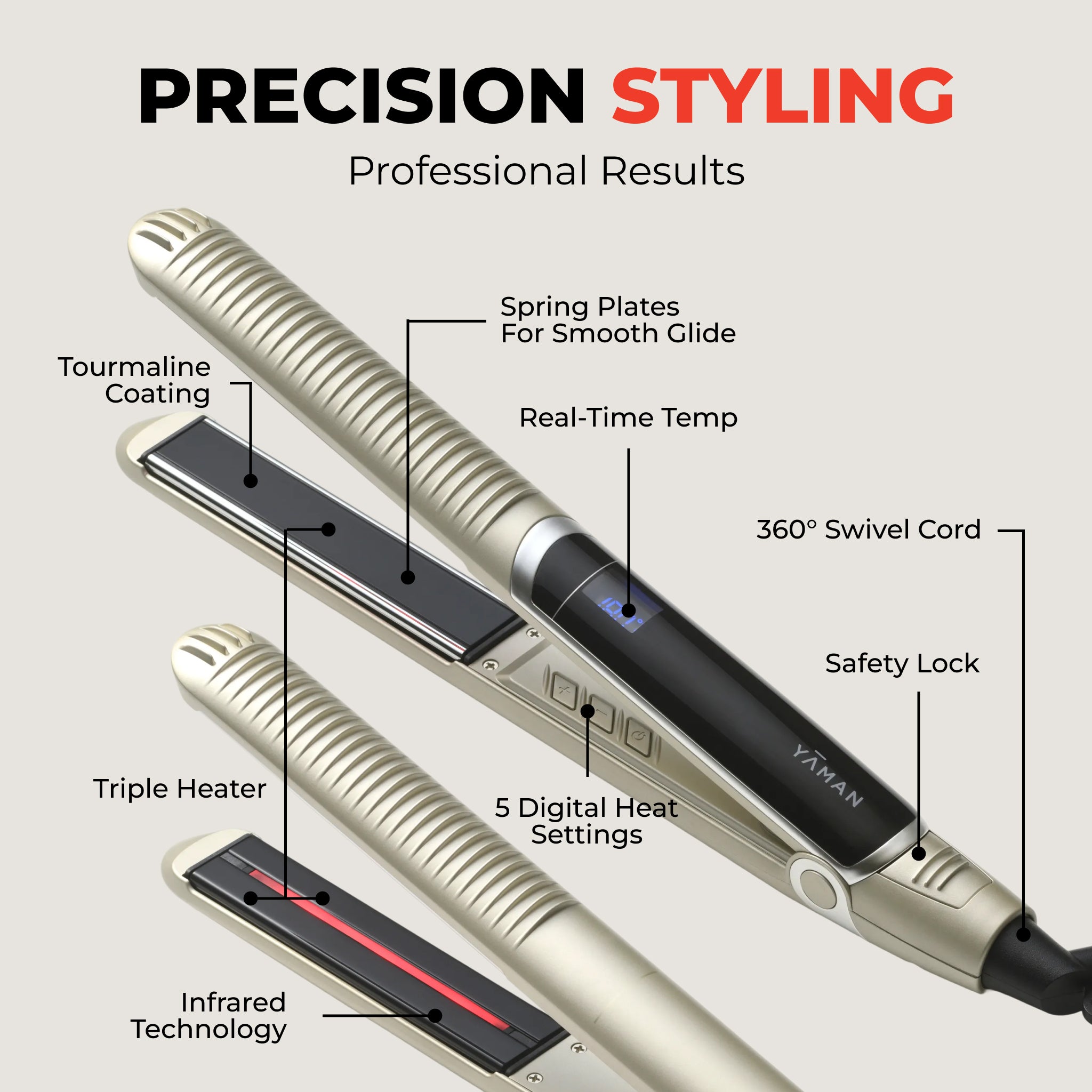 YA-MAN SPA STYLER® Straight + Wave – with Red Light + Infrared